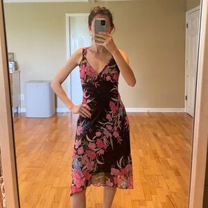 VTG 90s y2k babydoll brown floral fairy dress size S